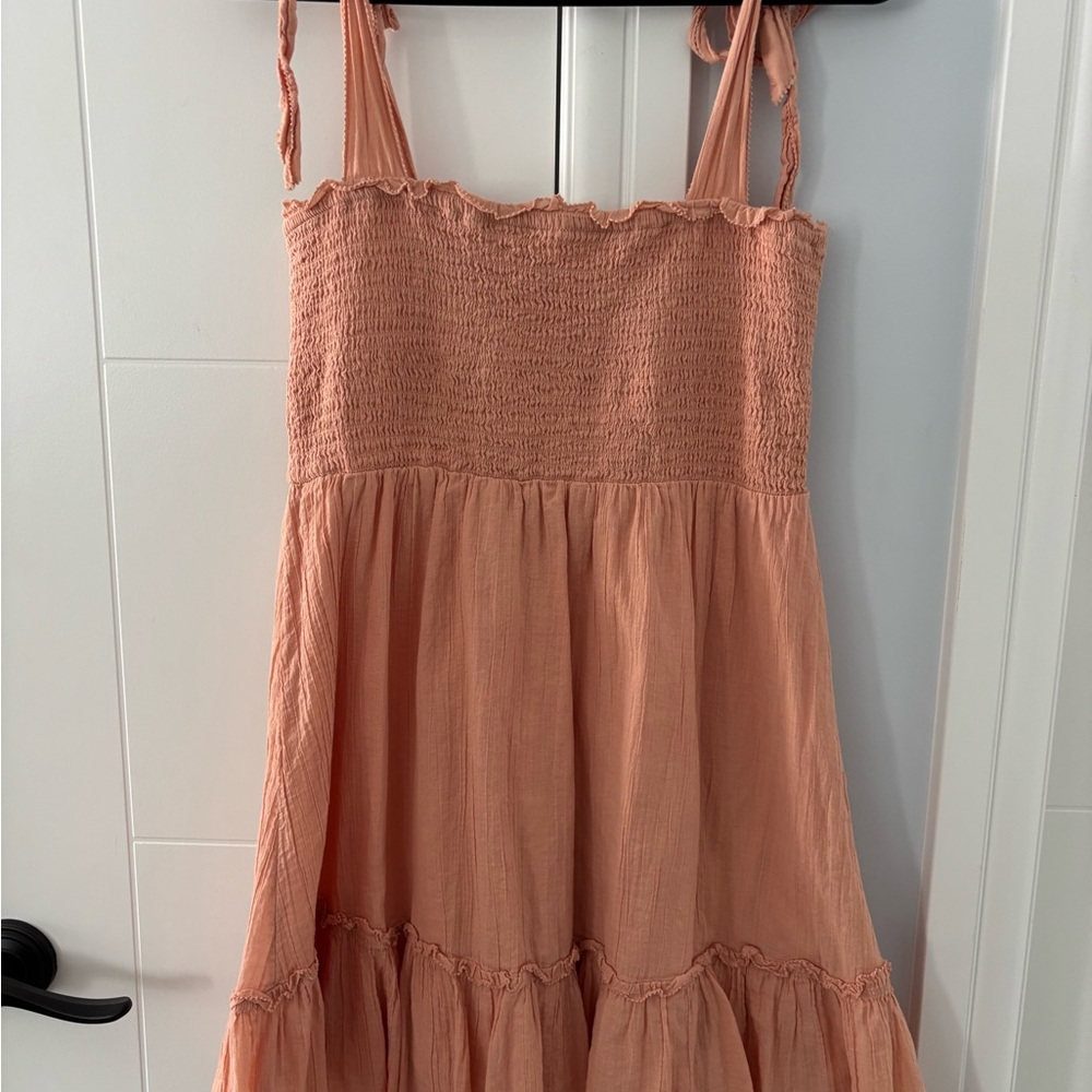 Aerie Coral Sleeveless Mini Sundress